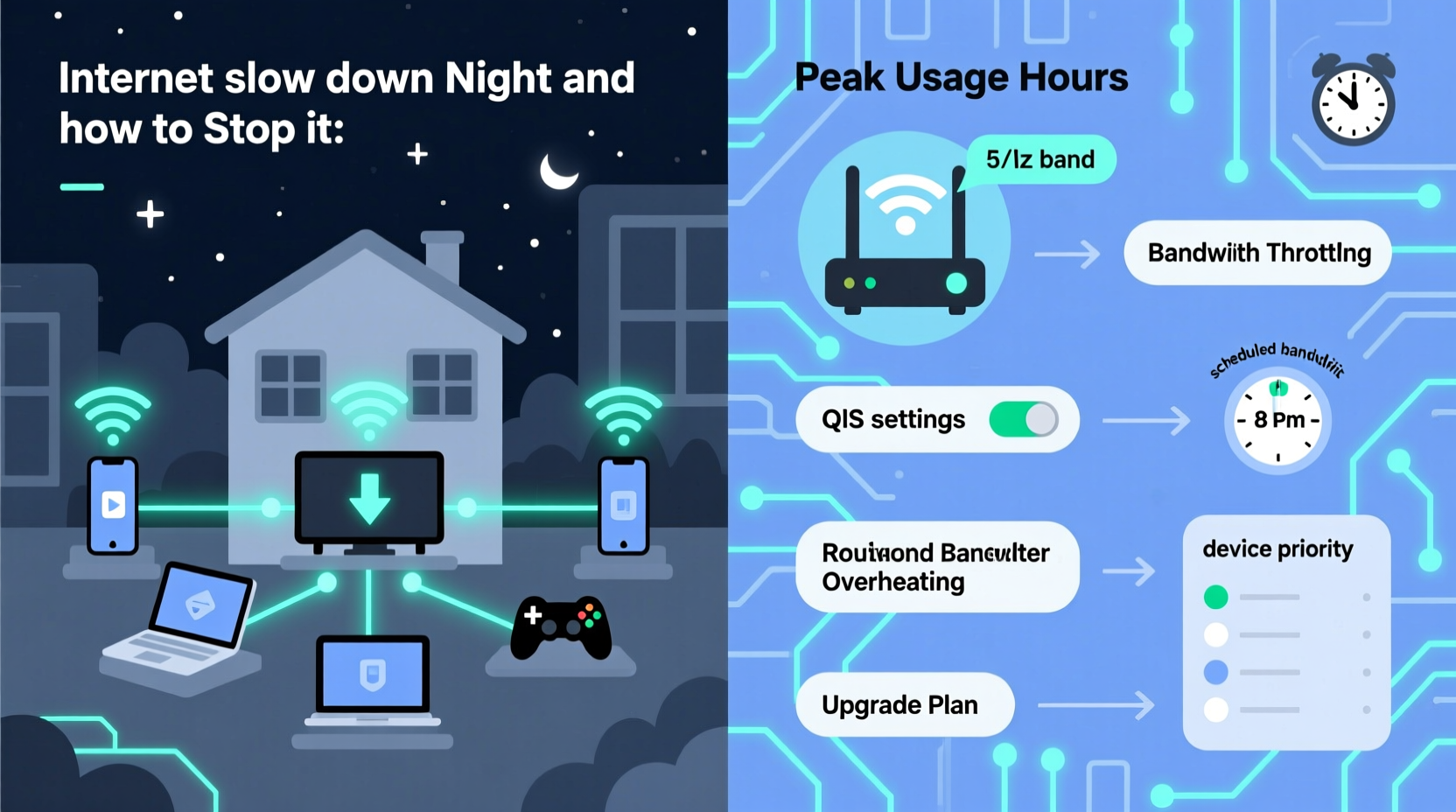 why does my internet slow down at night and how to stop it