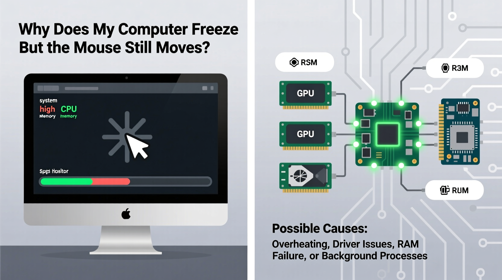 why does my computer freeze but mouse still moves
