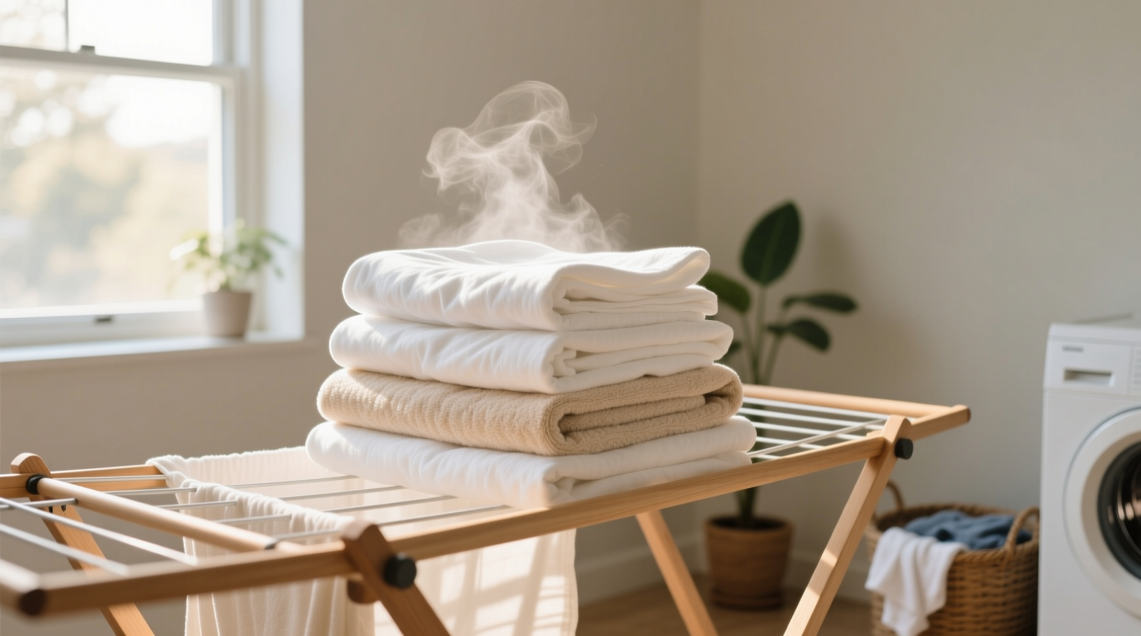 folding warm laundry wrinkle fix or moisture risk