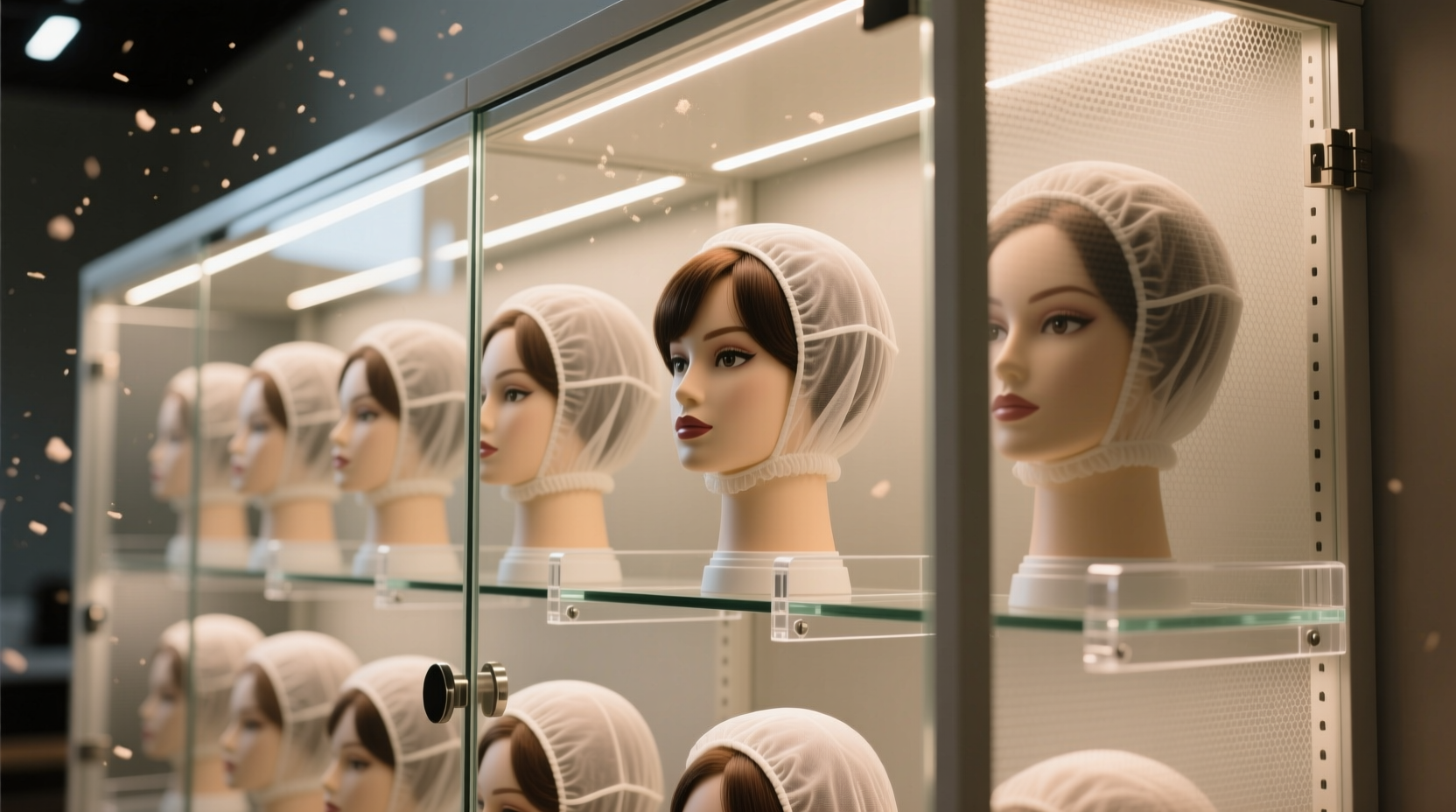 cosplay wig storage on styrofoam heads