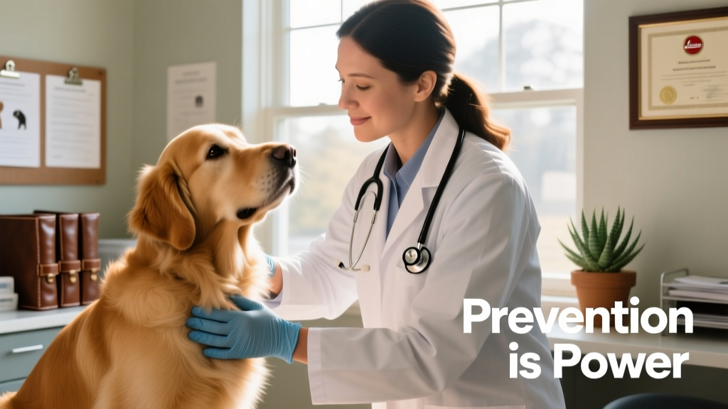 A veterinarian examining a dog during a routine wellness check, symbolizing proactive care and prevention