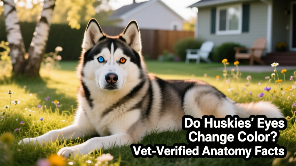 siberian husky dog lying on grass
