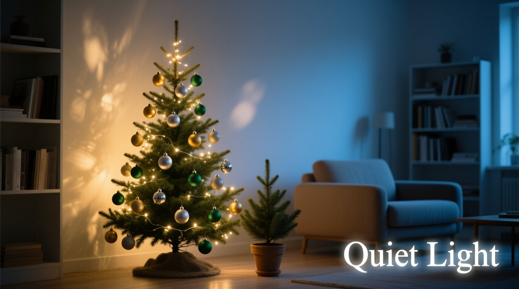 how to create a low light christmas tree display for a calming ambiance