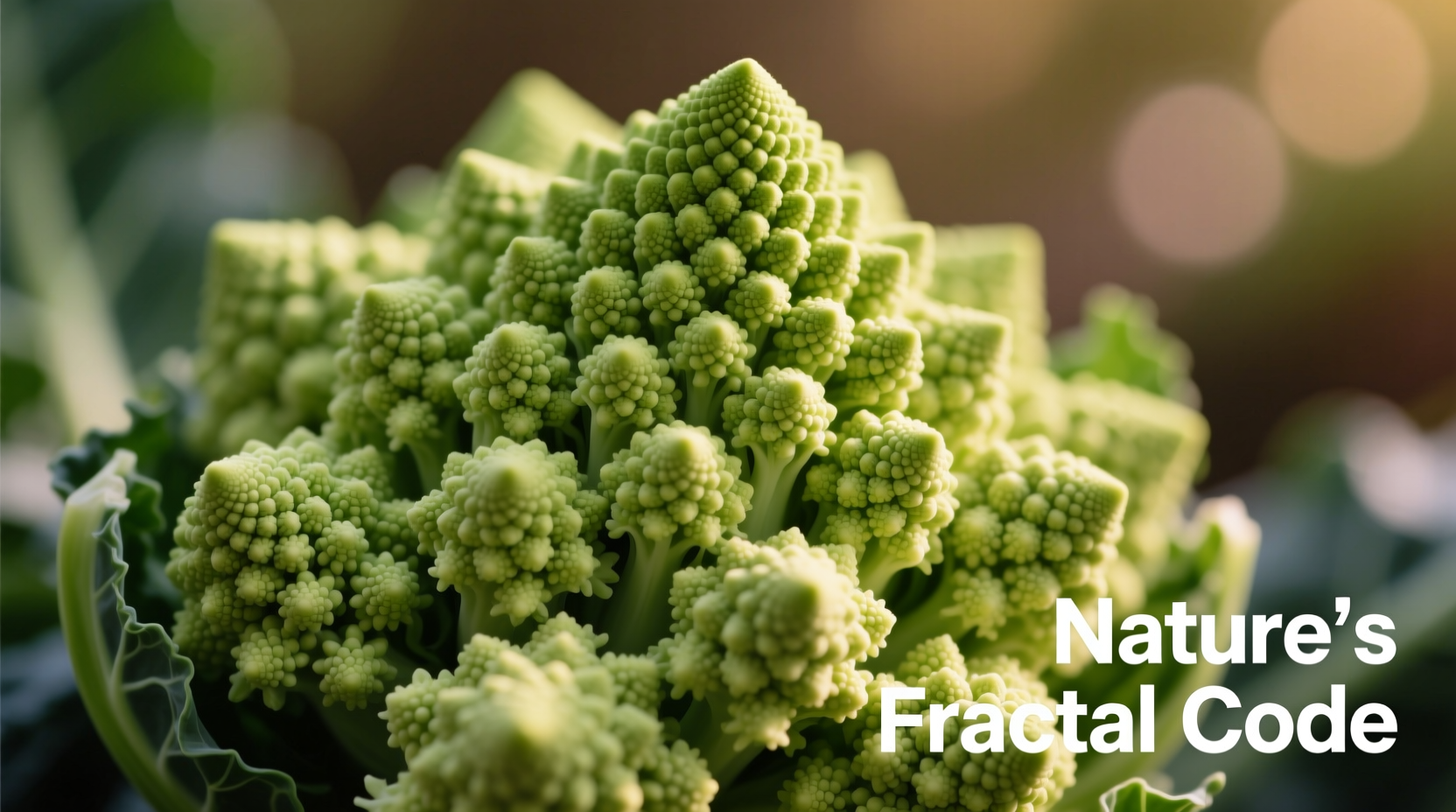 Close-up of Romanesco cauliflower showing fractal spiral patterns