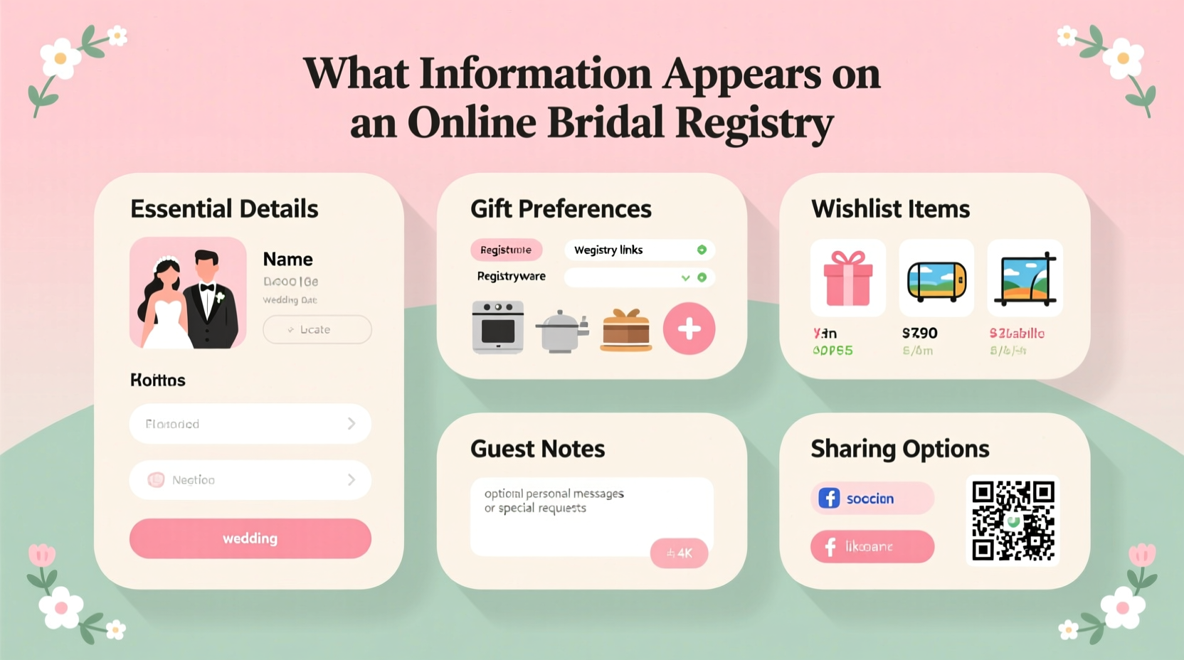 if a bride chooses online registry access what bridal registry information will appear online