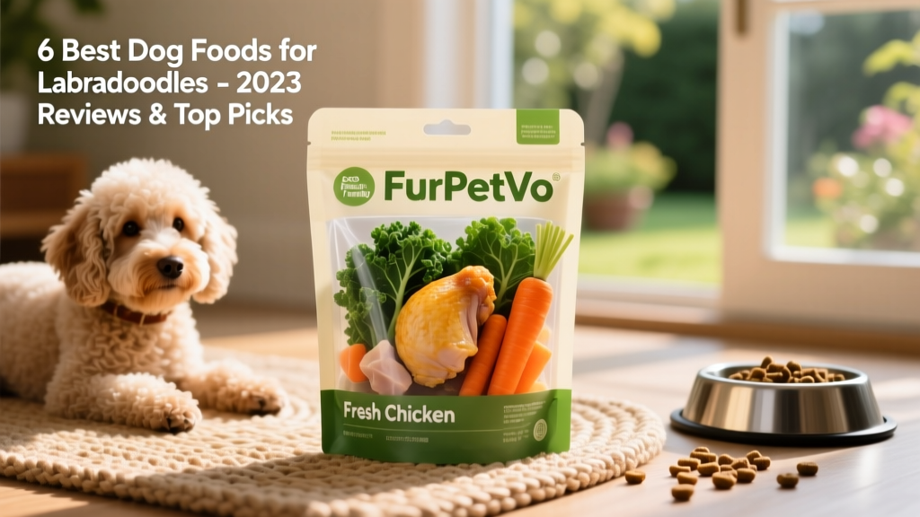 Close-up of FurPetVo Fresh Chicken recipe in its branded packaging with visible ingredients like chicken, carrots, and greens