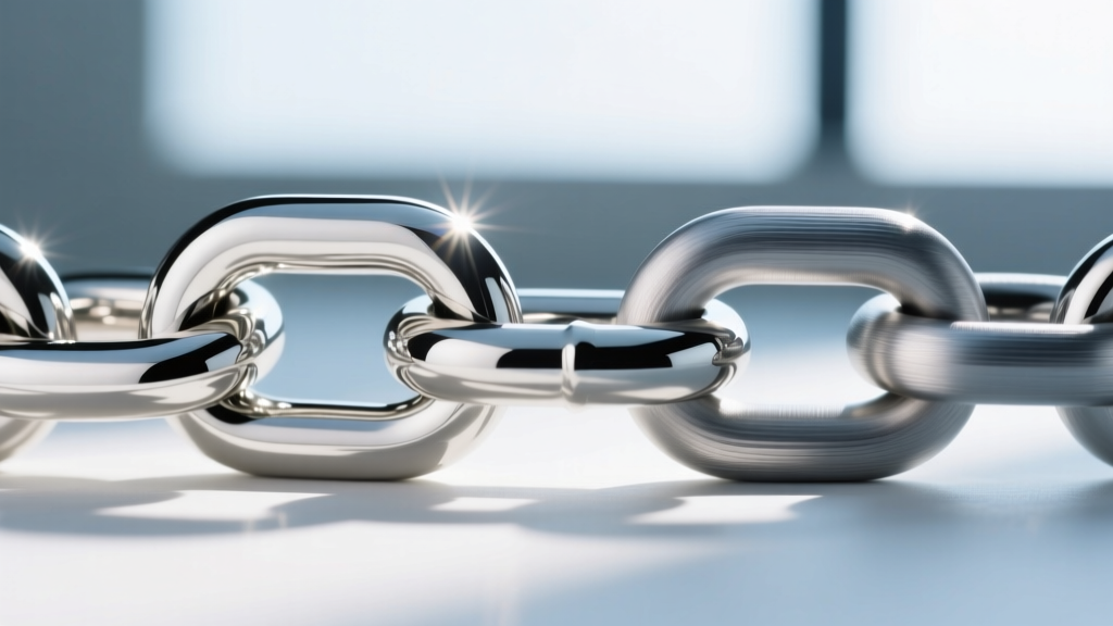 Macro shot of a polished platinum chain link beside a brushed titanium chain link, showing subtle color shifts in bright sunlight