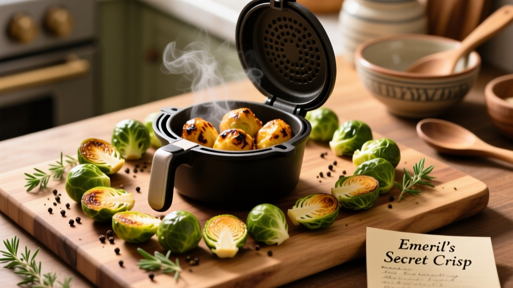 Perfect Air Fryer Brussels Sprouts in Emeril Lagasse