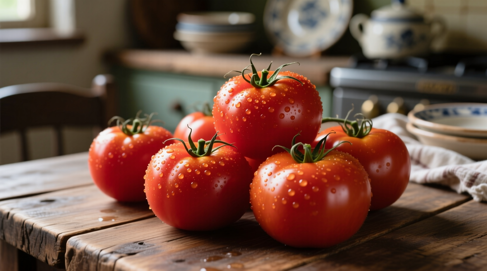 Fresh tomatoes showing vibrant red color and texture