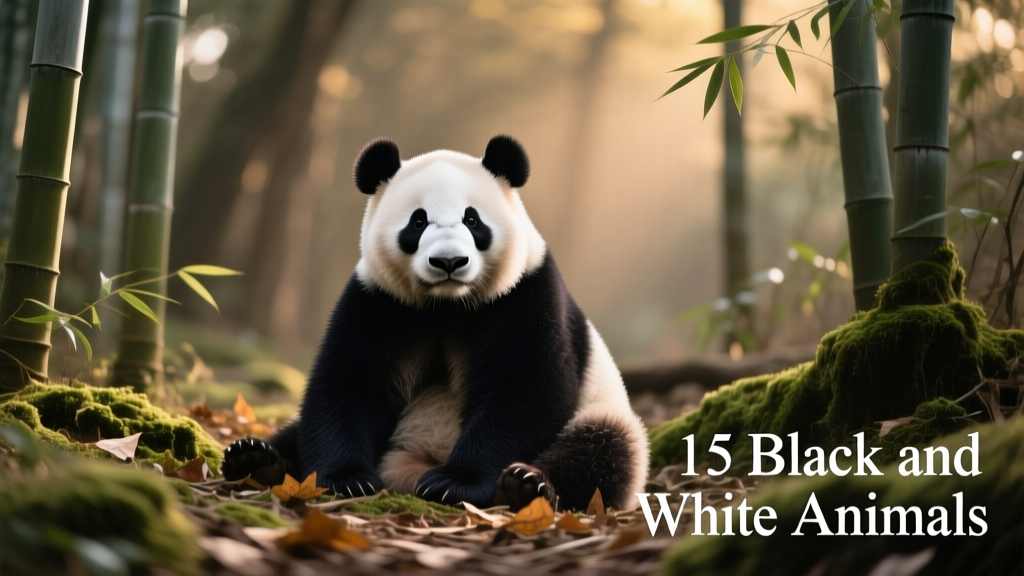 Giant panda sitting peacefully on bamboo-covered ground