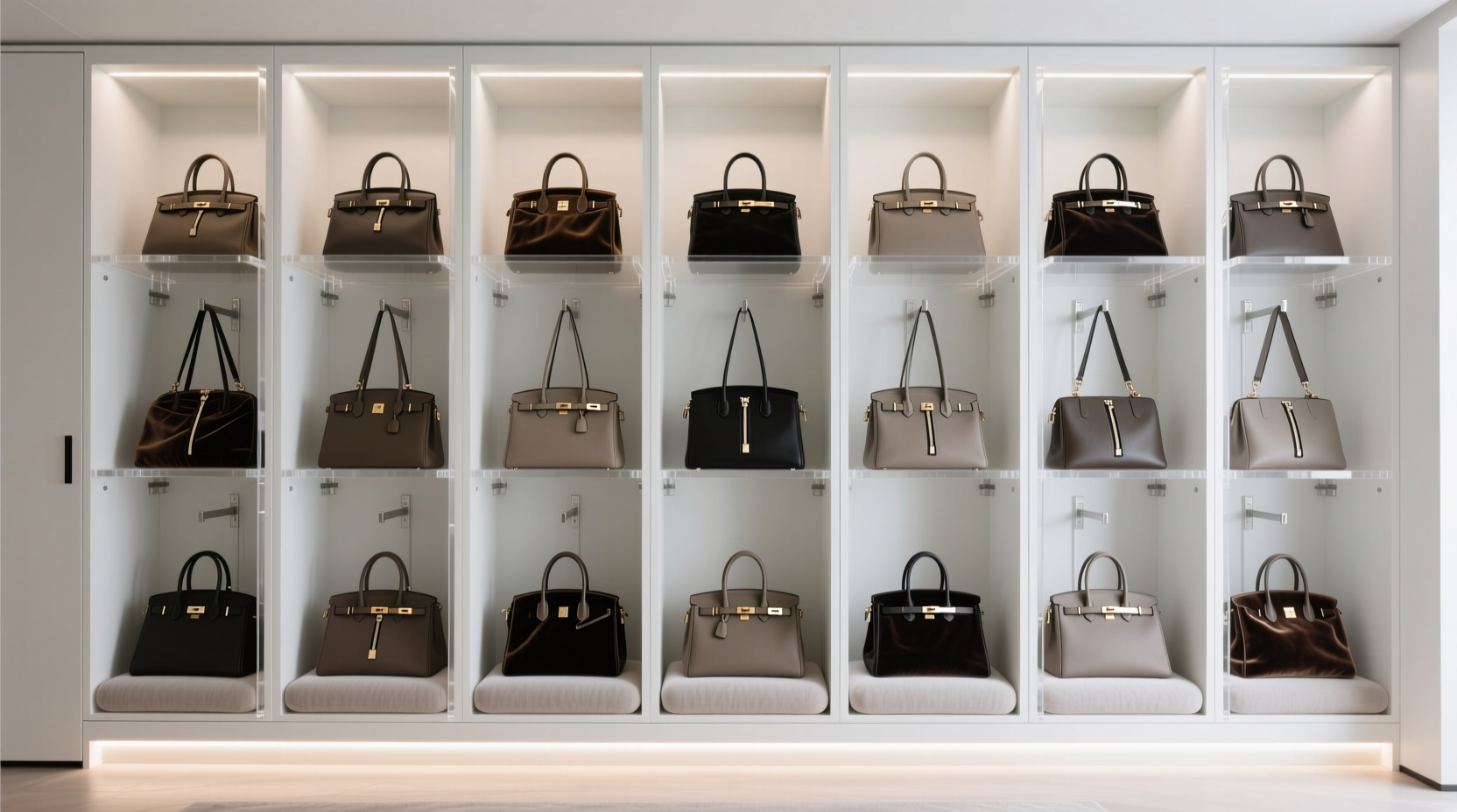 closet organization tips store statement handbags vertically