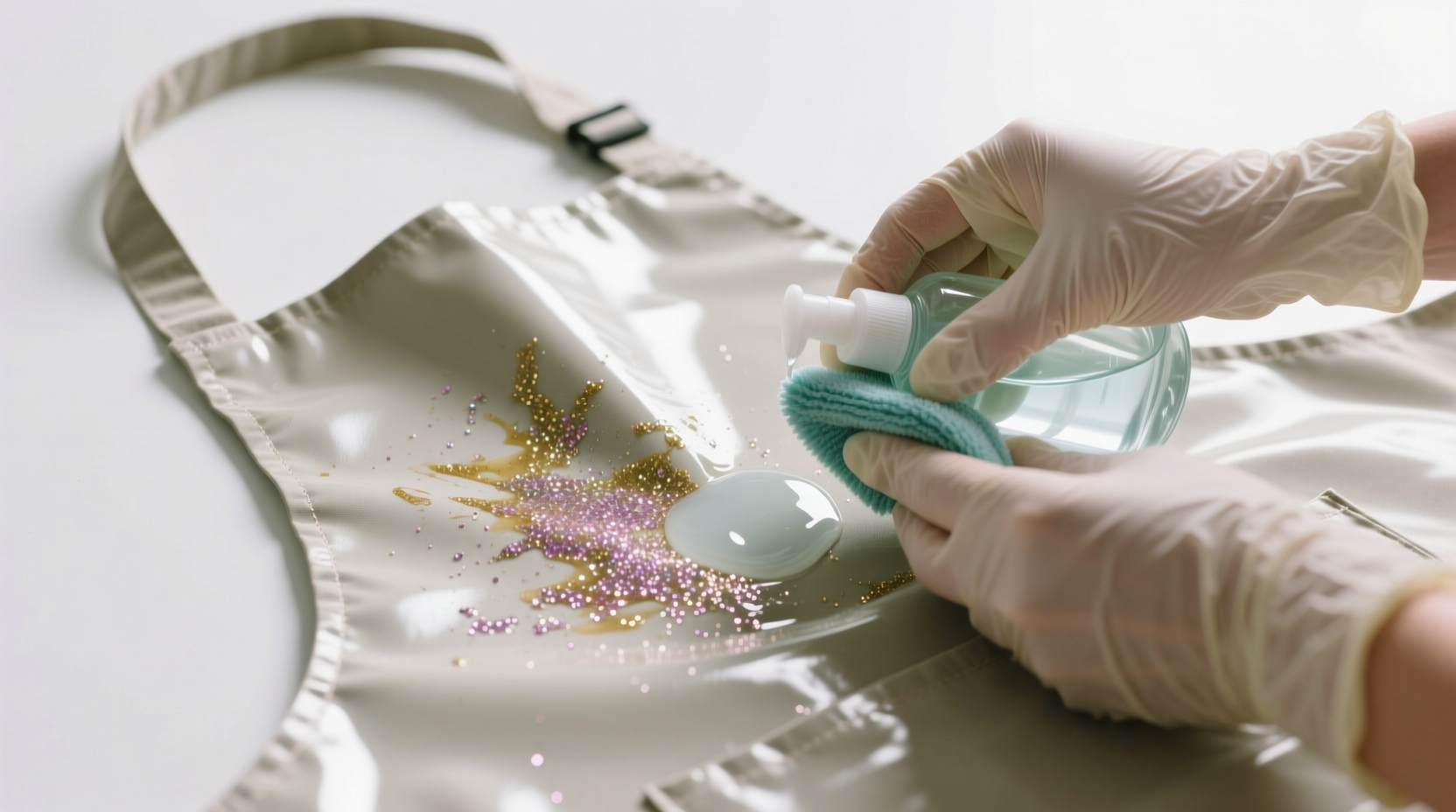 glitter glue removal for vinyl aprons