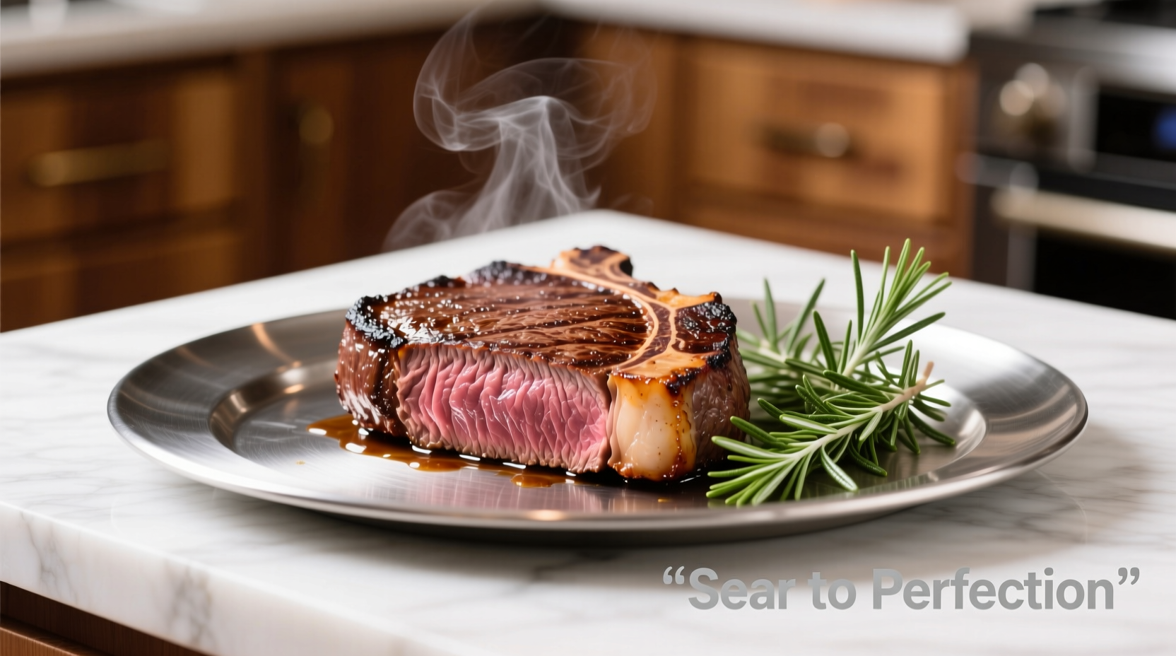 Perfectly seared beef sirloin tip steak with rosemary