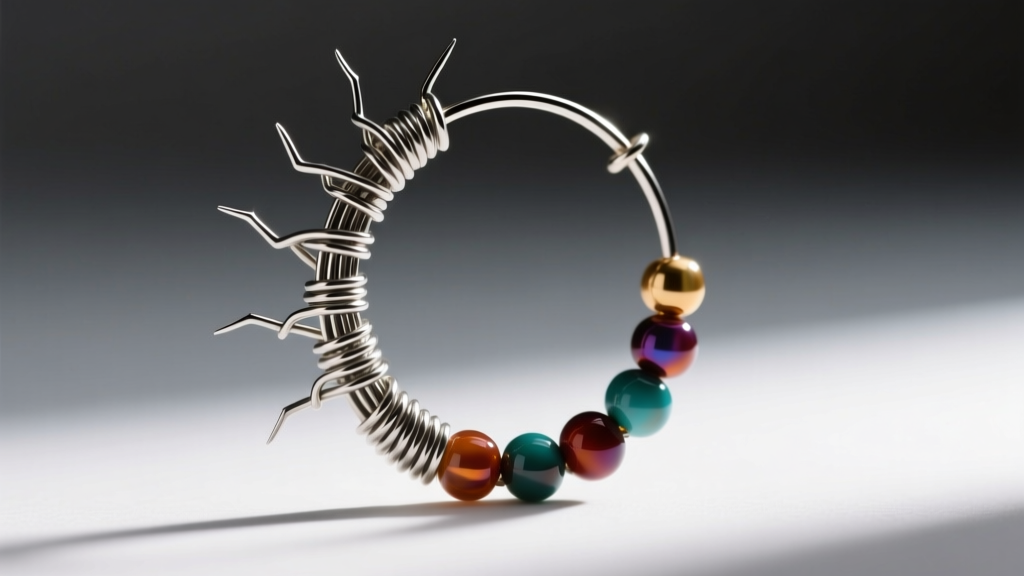 Macro photo of a poorly finished wire wrap with sharp ends next to a professionally finished smooth wrapped loop beaded earring
