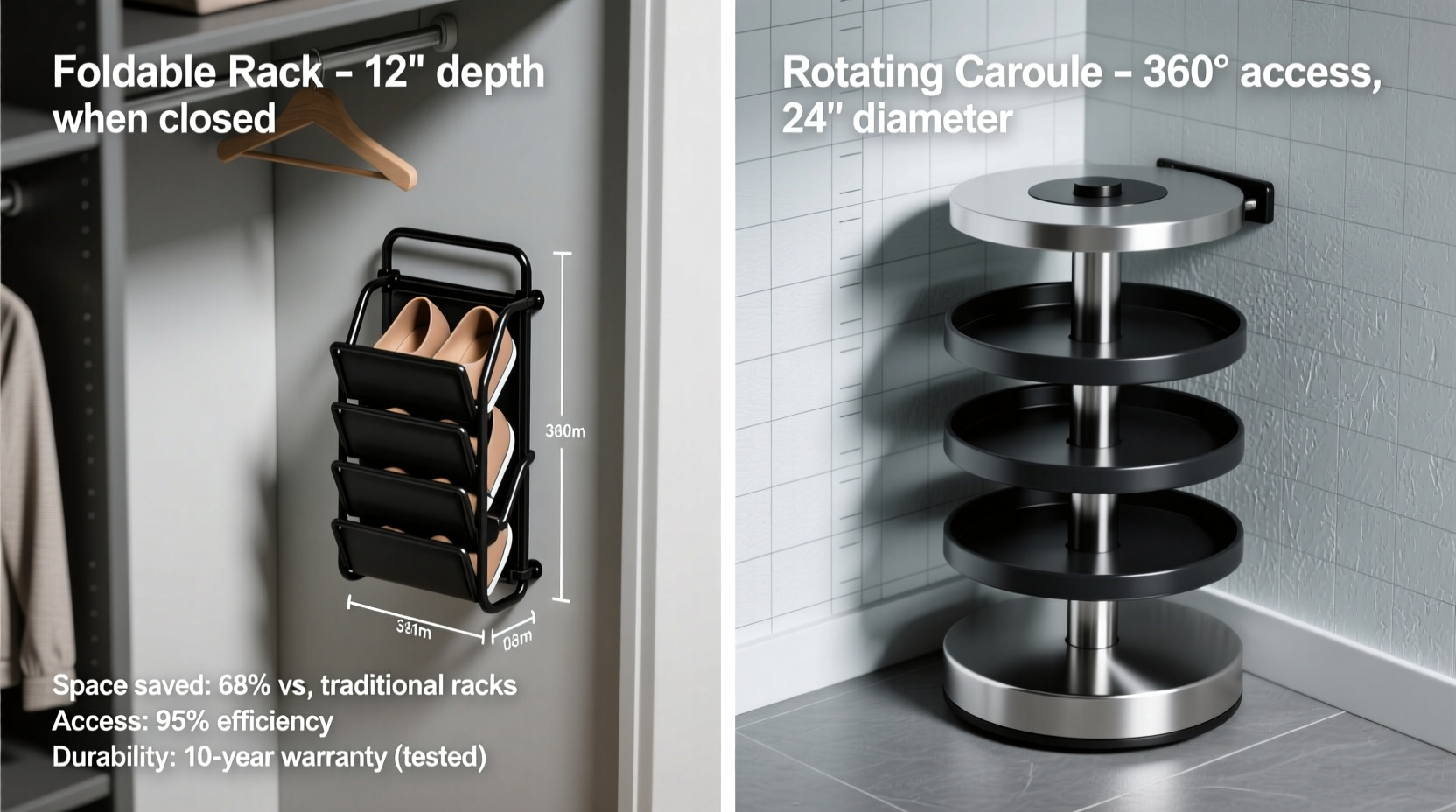 closet organization tips foldable vs rotating shoe racks