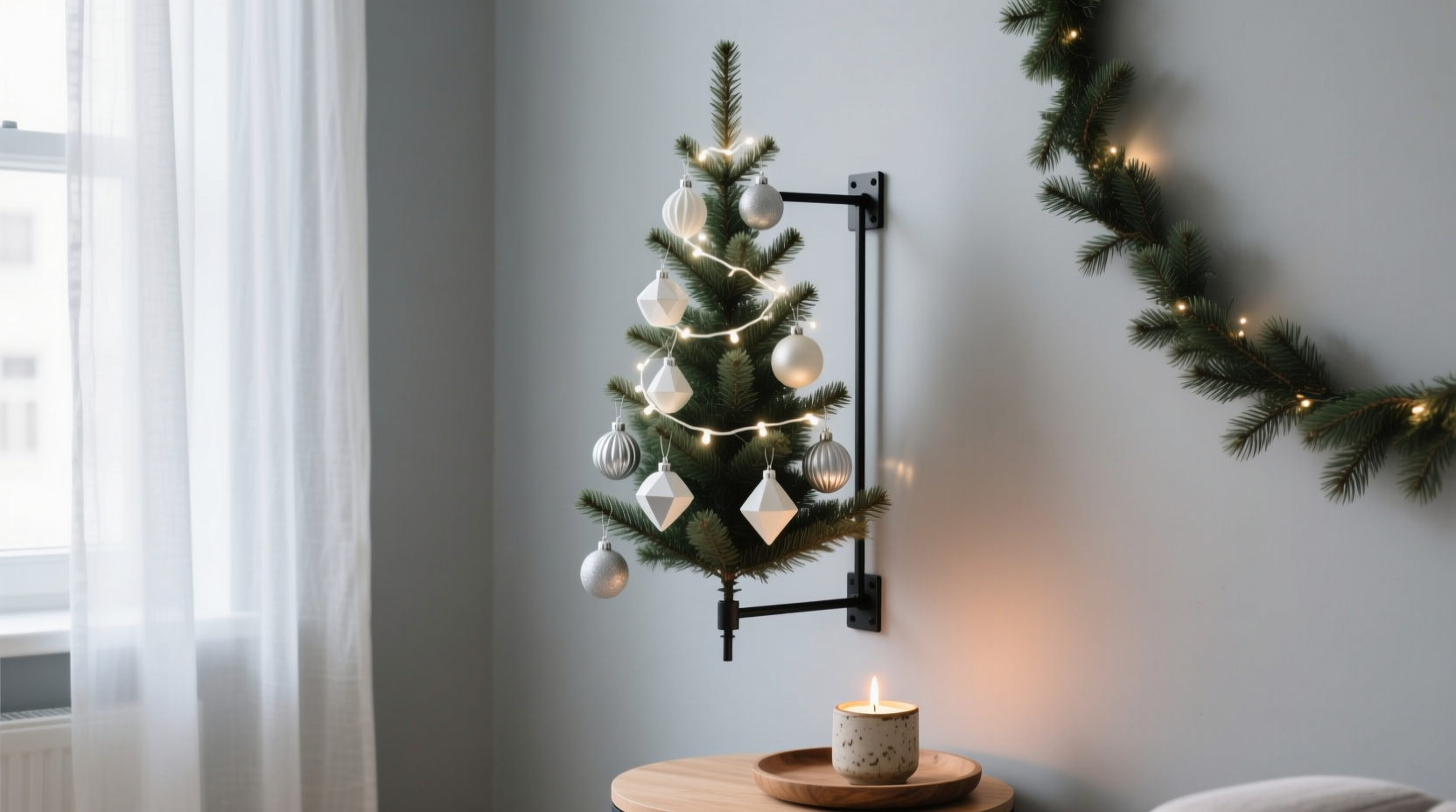 how to style a christmas tree in a studio apartment with no floor space
