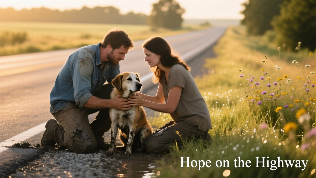 Couple Saves Abandoned Dog From Side of Highway