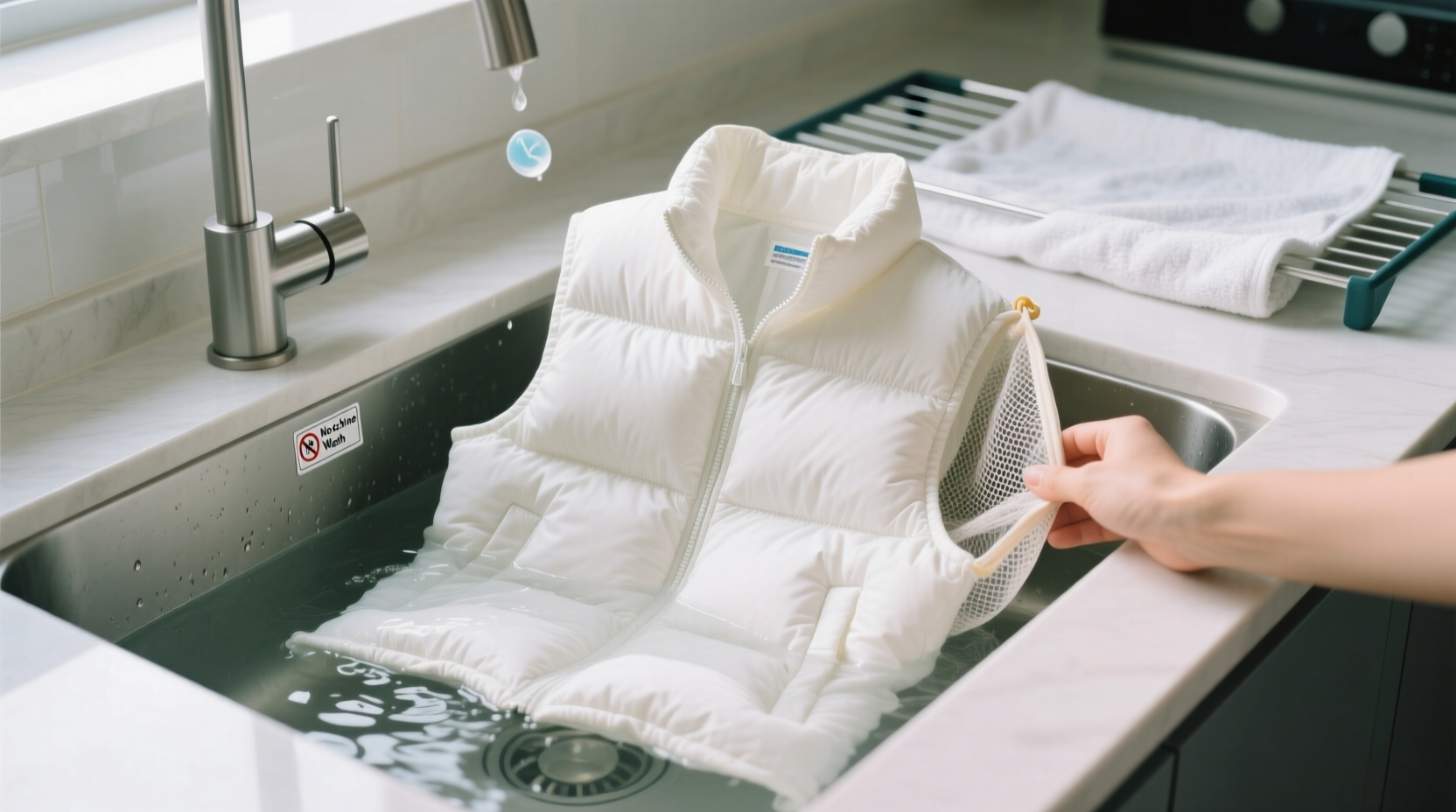 how to wash down puffer vest without clumping