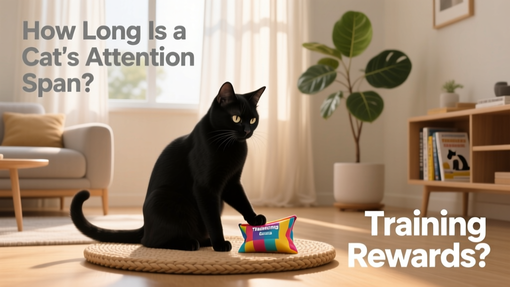 A calm, sunlit room with a cat sitting attentively beside a small training mat and treat pouch