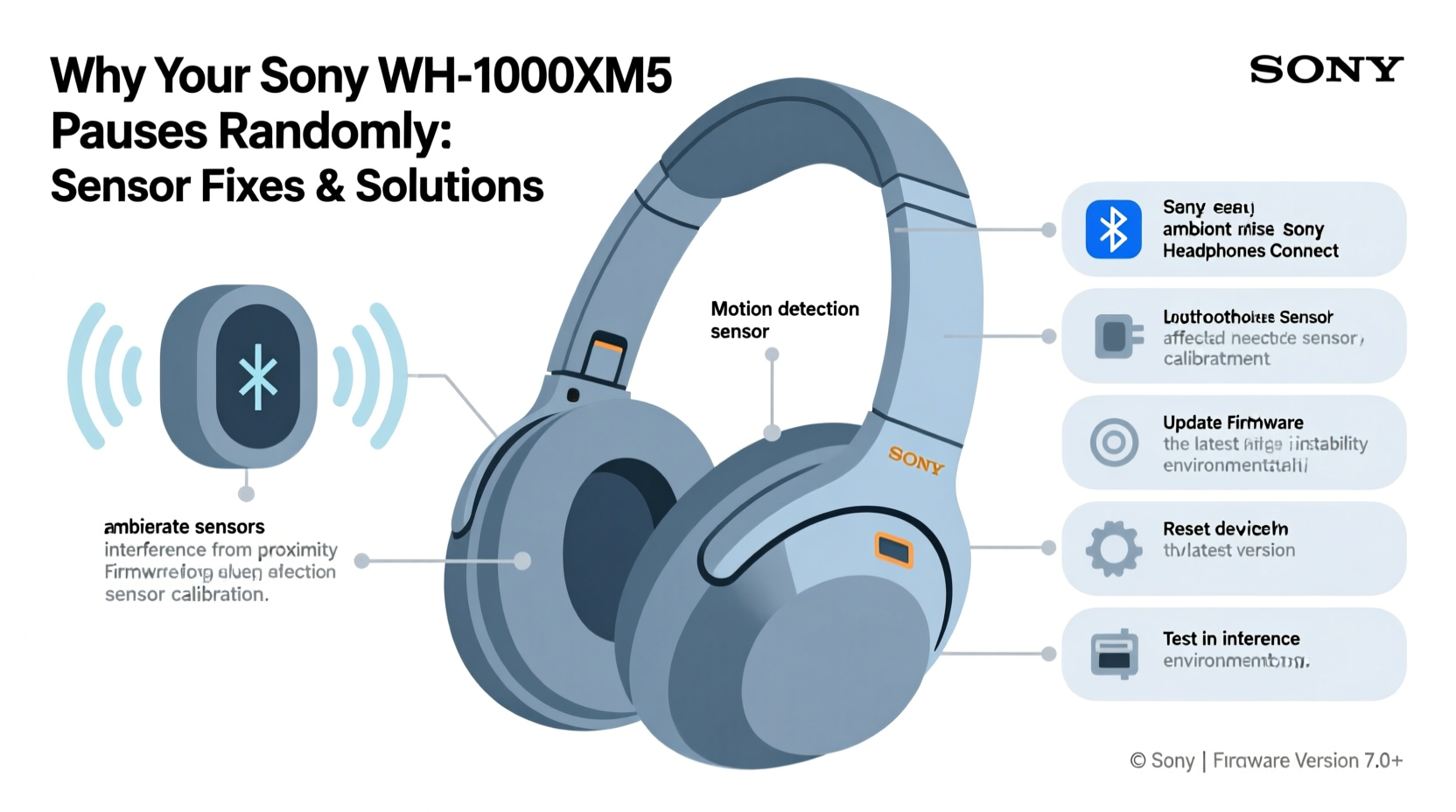 why is my sony wh1000xm5 pausing randomly potential sensor fixes