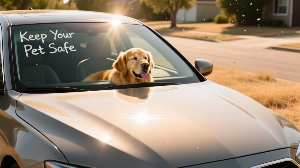 A car parked in full sun with visible heat shimmer rising from the hood
