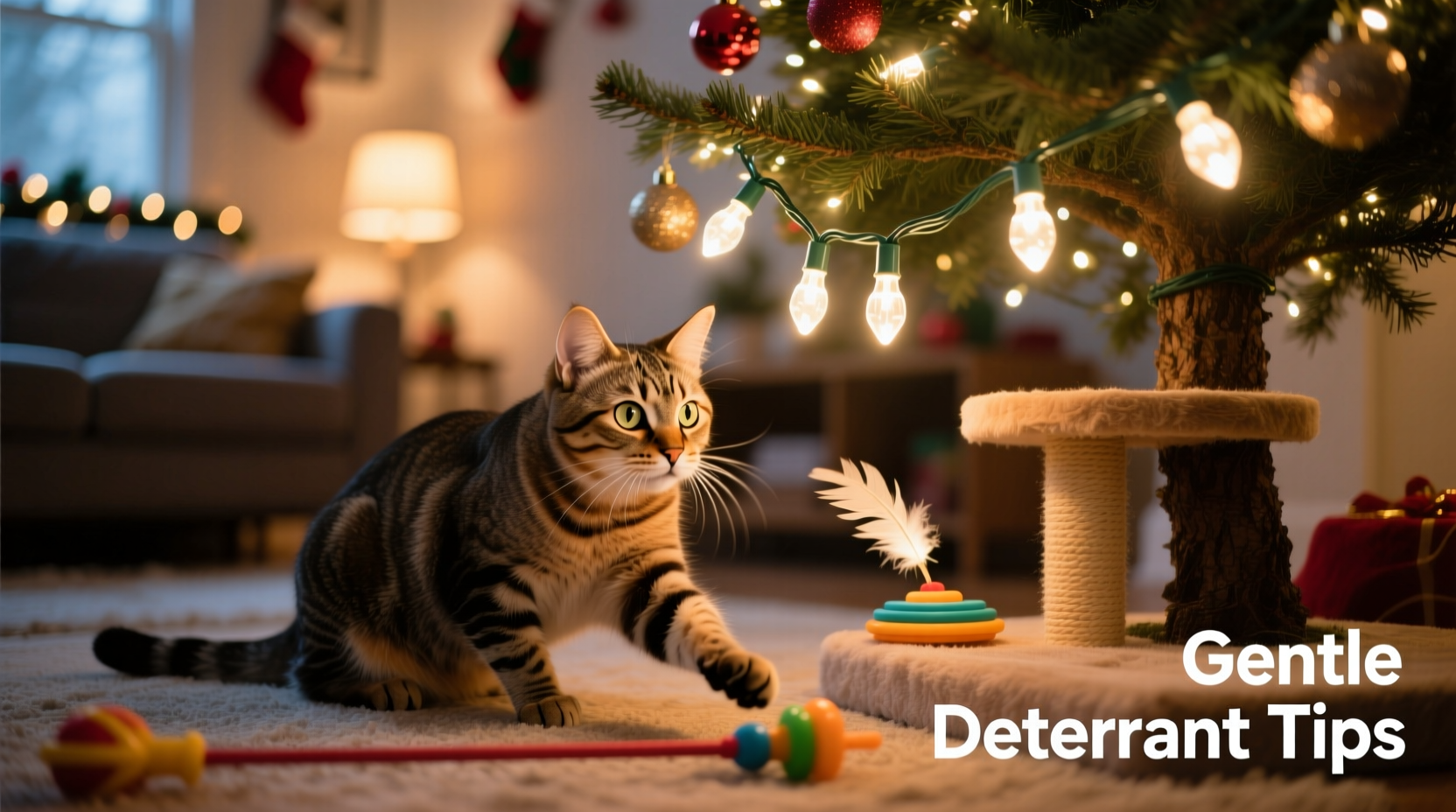 why does my cat attack blinking christmas lights and how to deter it gently