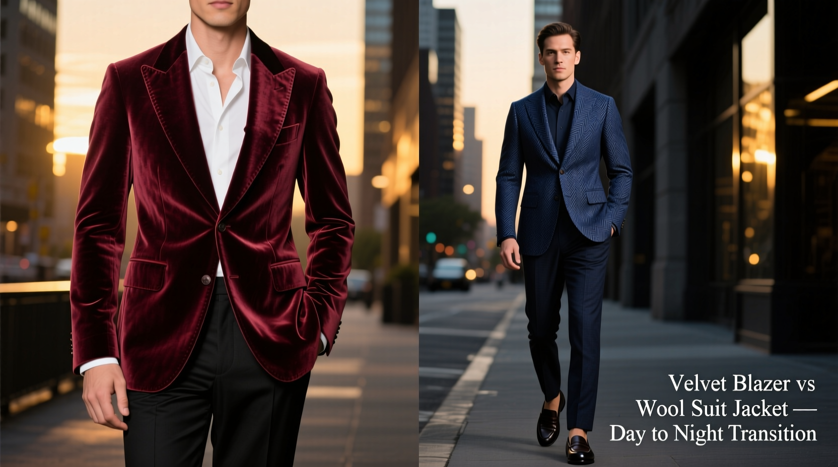 velvet blazer vs wool suit jacket which transitions better from day to night