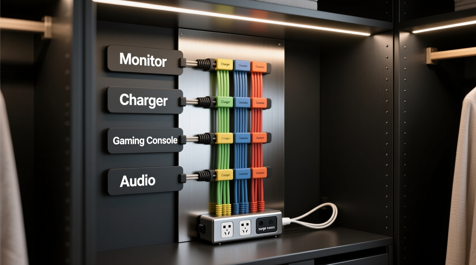 closet organization tips for smart home chargers