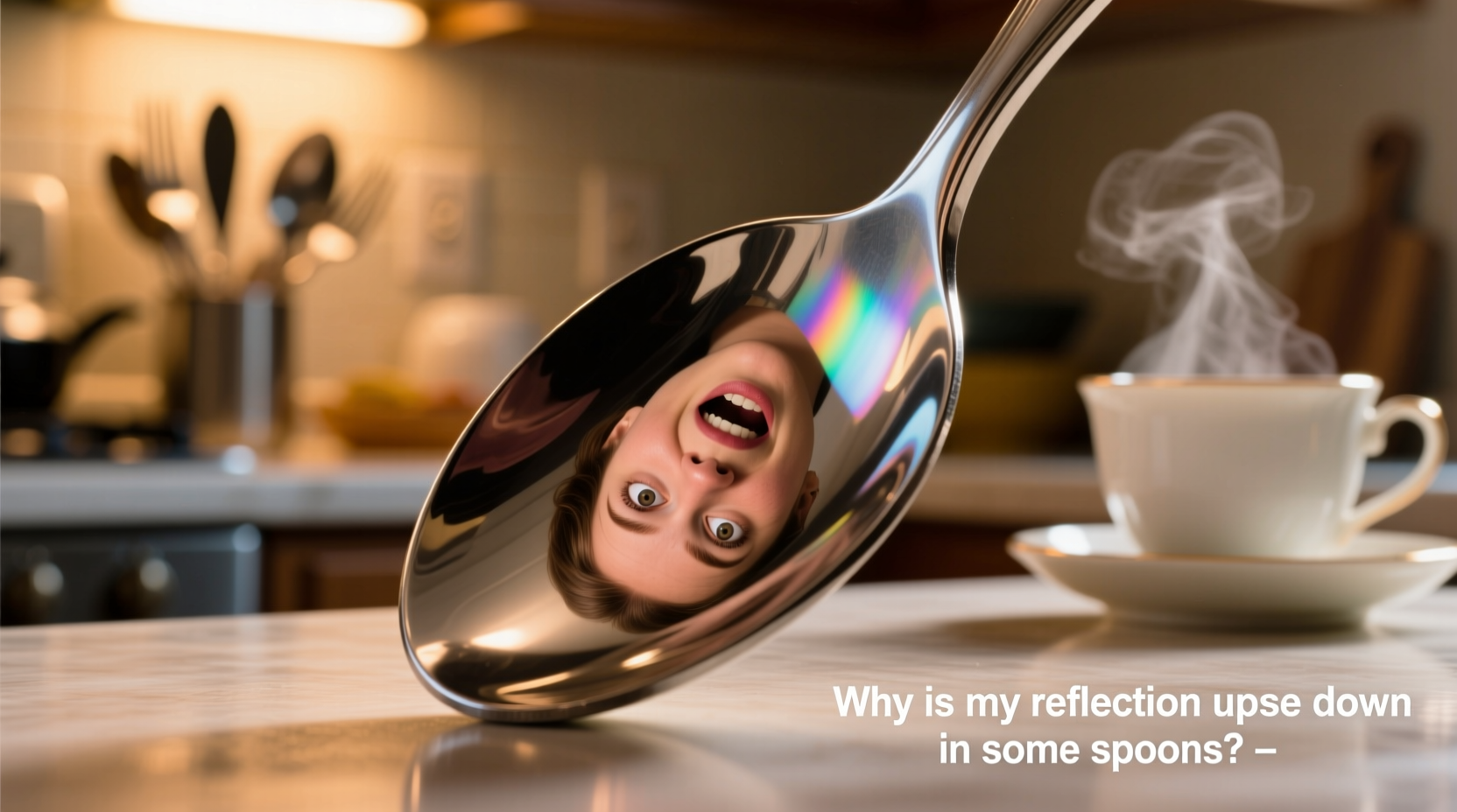 why is my reflection upside down in some spoons