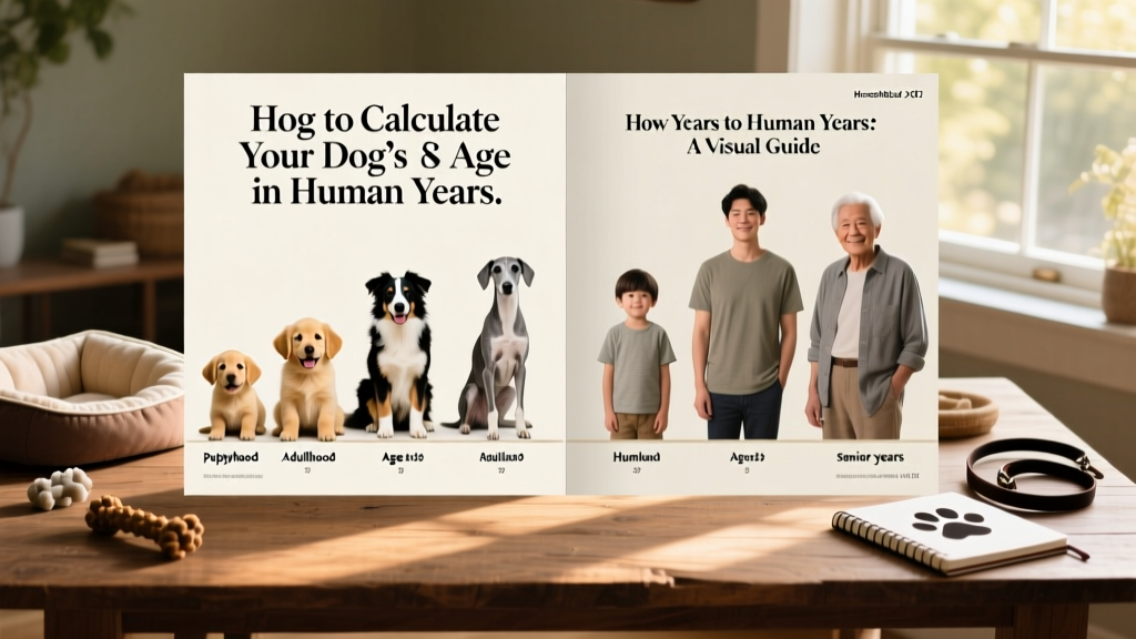 Side-by-side comparison chart showing dog age versus human age across different life stages