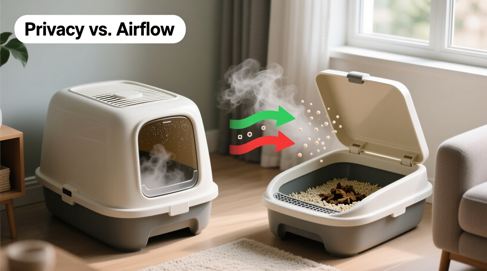 covered vs open litter box does the privacy help or trap smells inside
