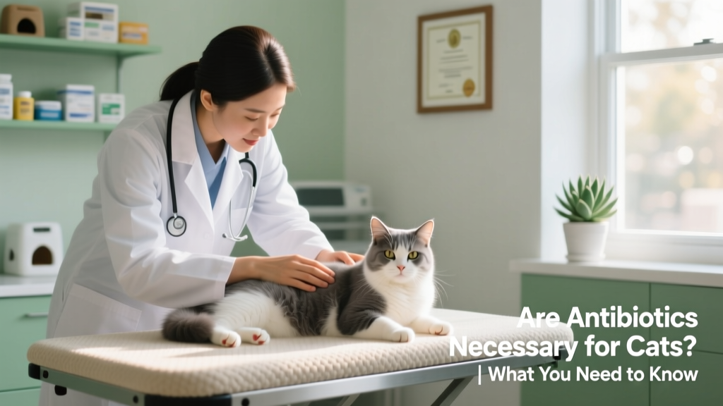A veterinarian gently examining a calm cat during a routine checkup
