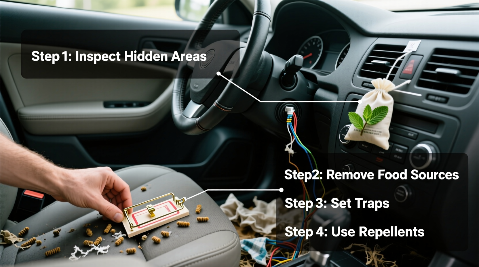 how to get rid of mouse in car