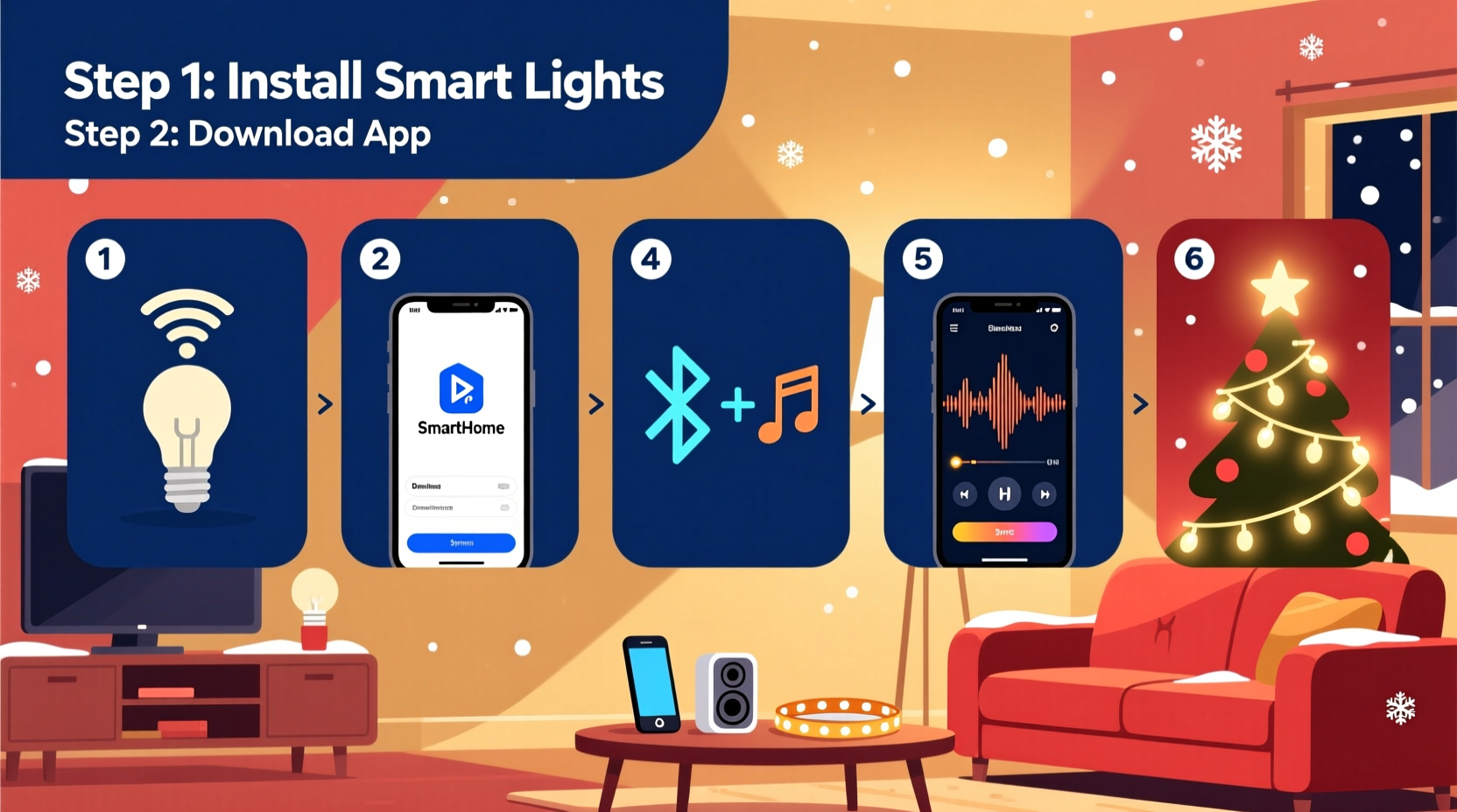 how to sync christmas lights with music using smart home tech step by step
