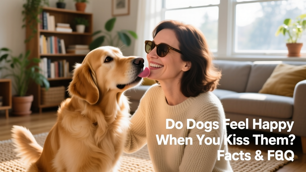 Dog licking woman's ear