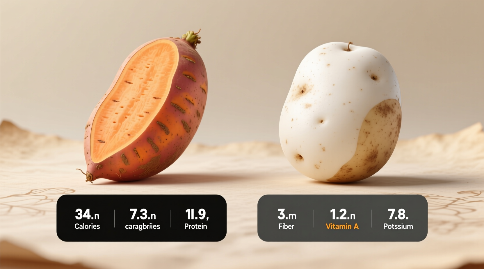 Side-by-side comparison of sweet potato and white potato nutrition facts