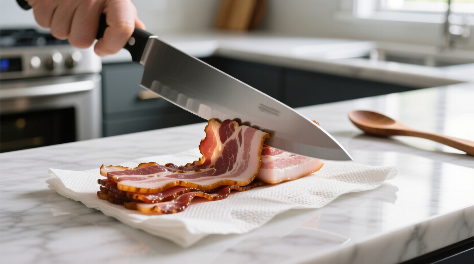 easy bacon cutting trick