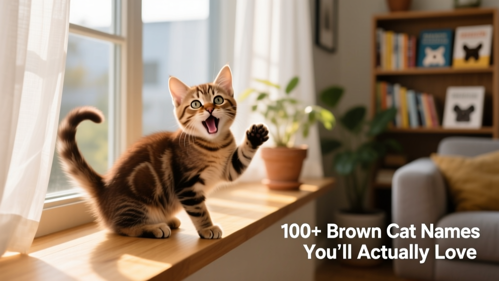 A playful brown tabby kitten sitting on a sunlit windowsill
