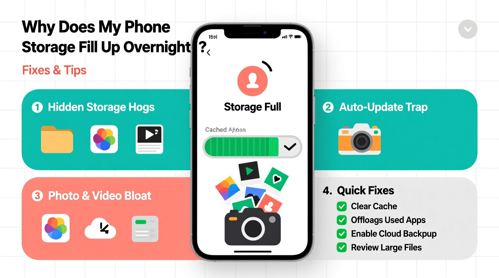 why does my phone storage fill up overnight fixes and tips
