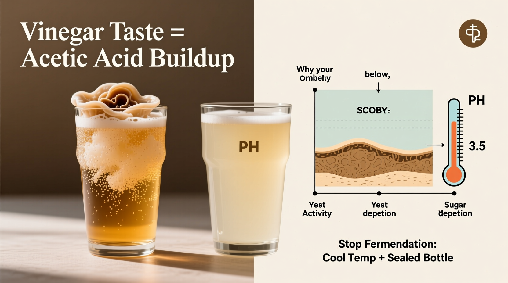 why does my kombucha hard cider taste vinegary after week two—and how to halt fermentation