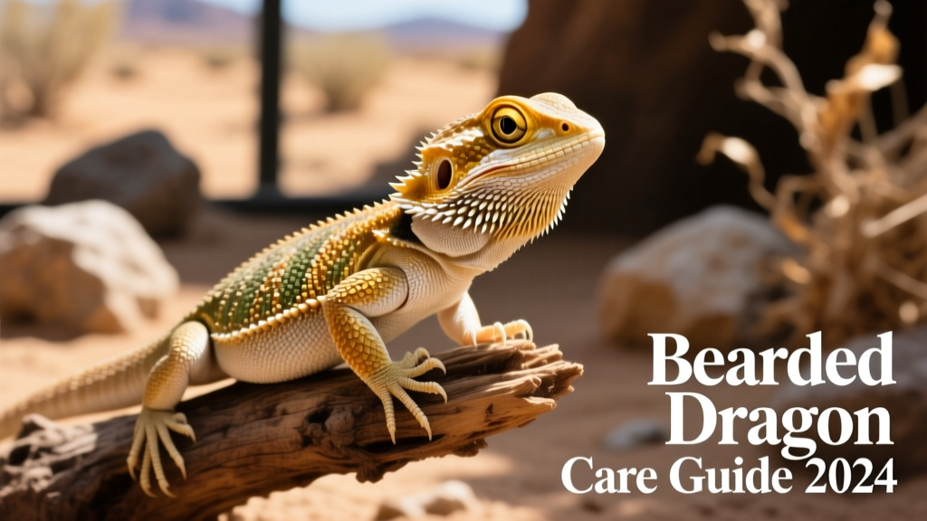 Close-up of a healthy bearded dragon with clear eyes, smooth skin, and alert posture on a textured branch