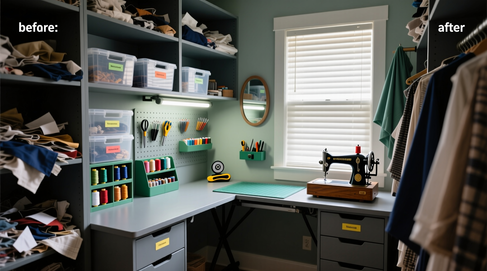 closet organization tips for sewing stations