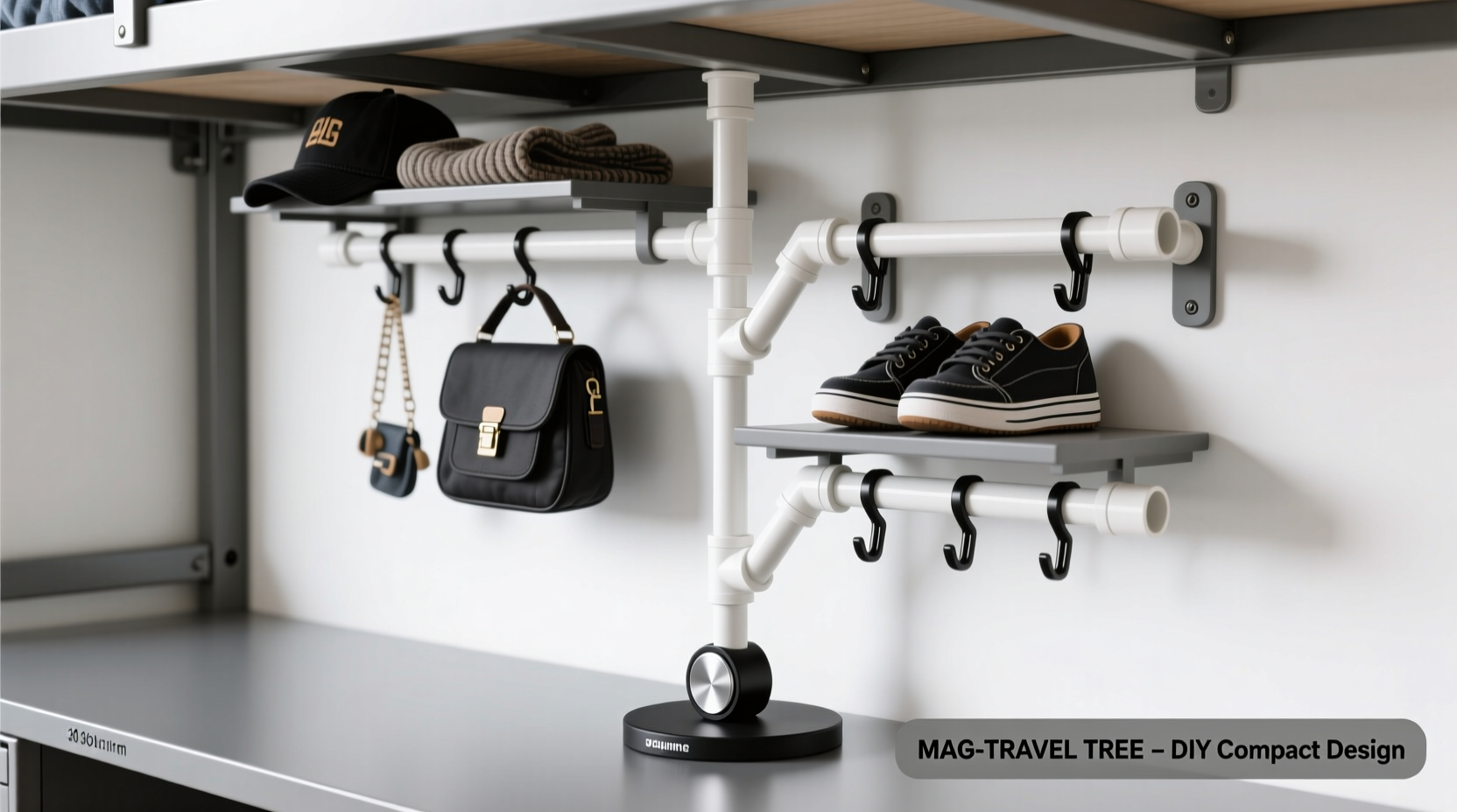 how to build a compact travel tree for dorm rooms using pvc pipe and magnetic base