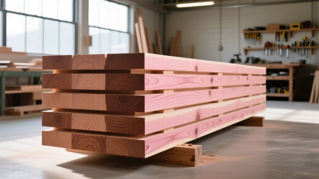 Milled American Black Cherry lumber displaying tight grain and pinkish-brown heartwood stacked neatly in a professional woodshop