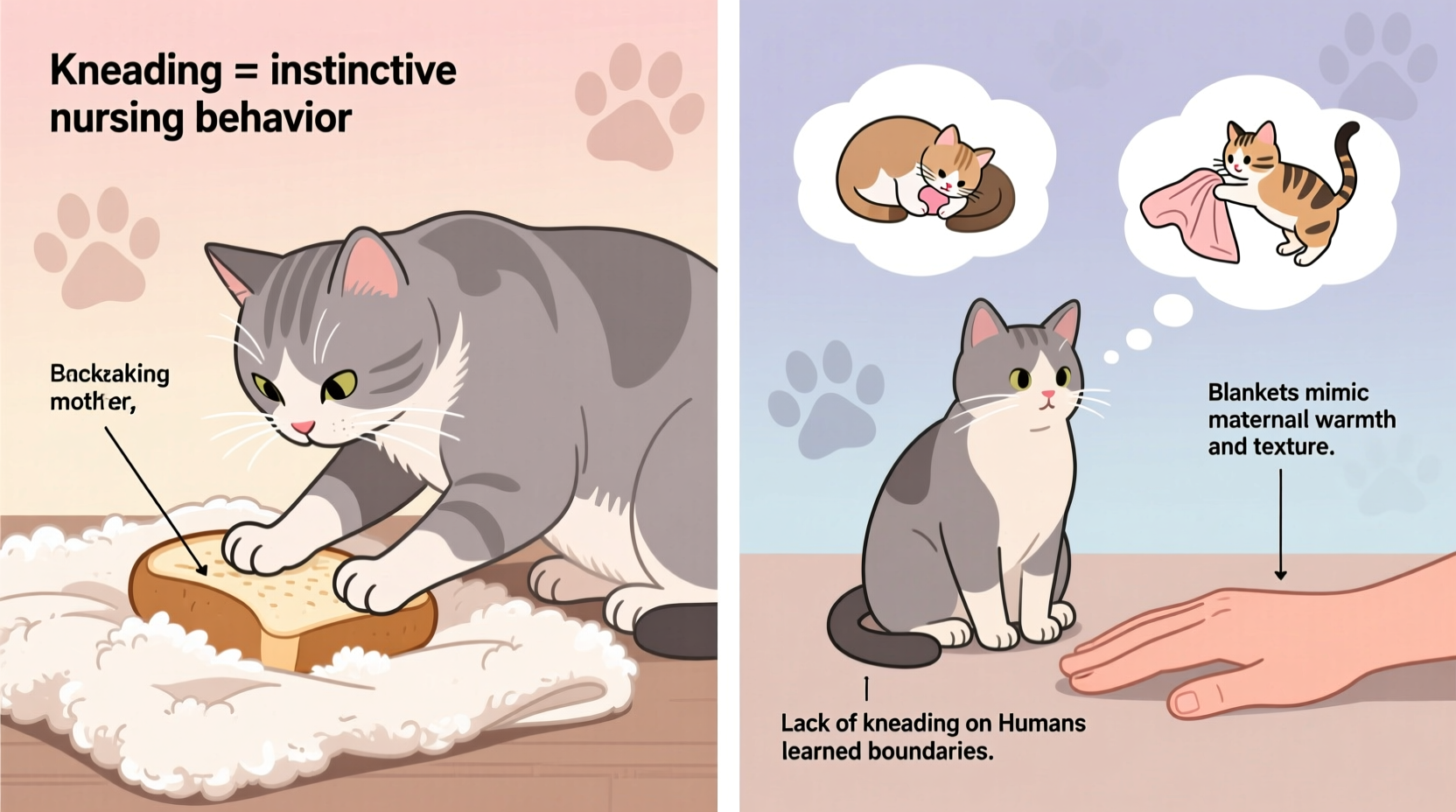 why does my cat knead blankets but not me behavioral insight