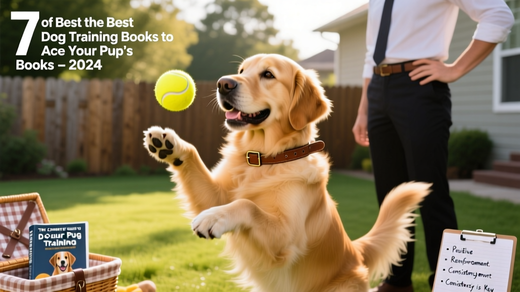 A dog confidently performing a 'paw' trick while holding a tennis ball, with a relaxed handler nearby