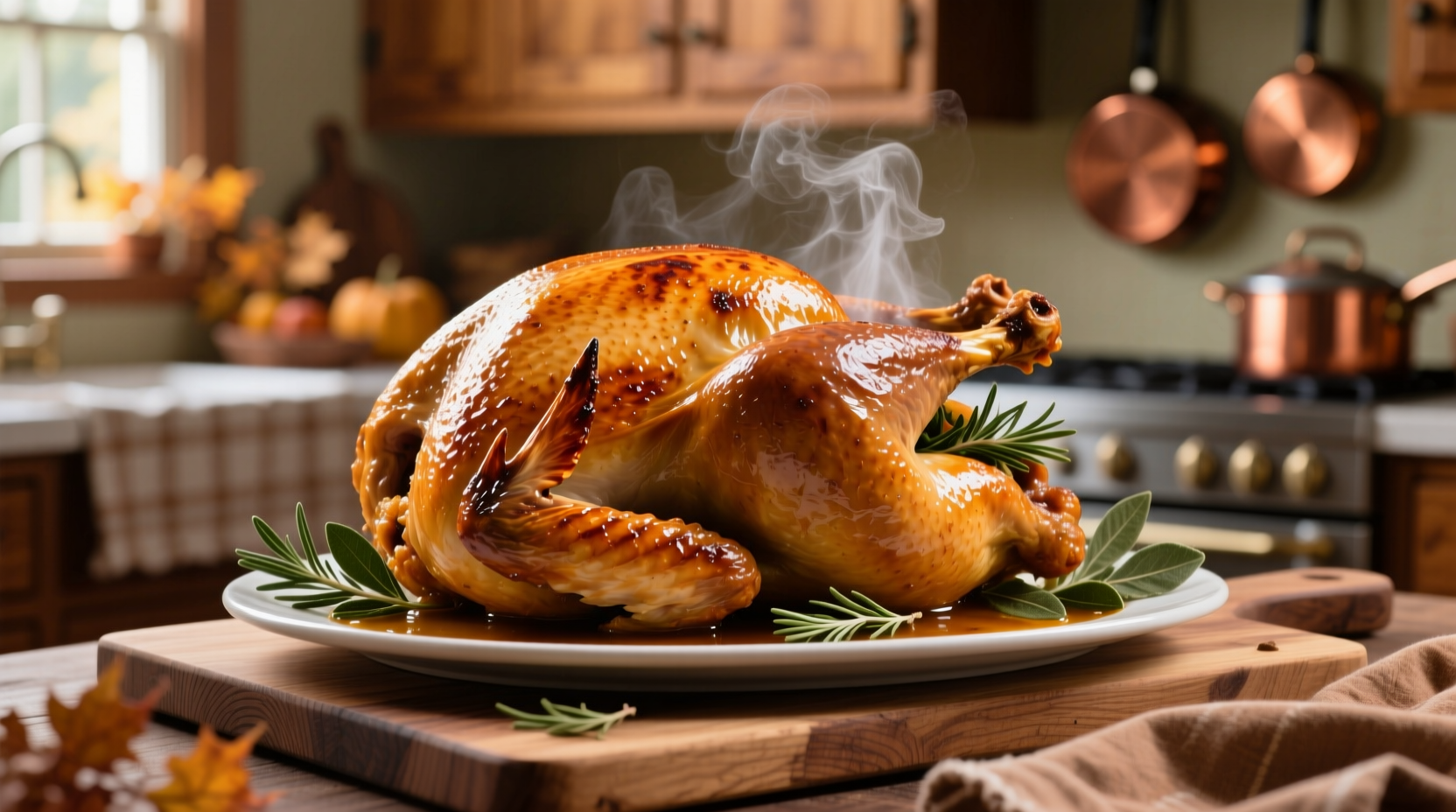 Perfectly roasted golden brown Thanksgiving turkey