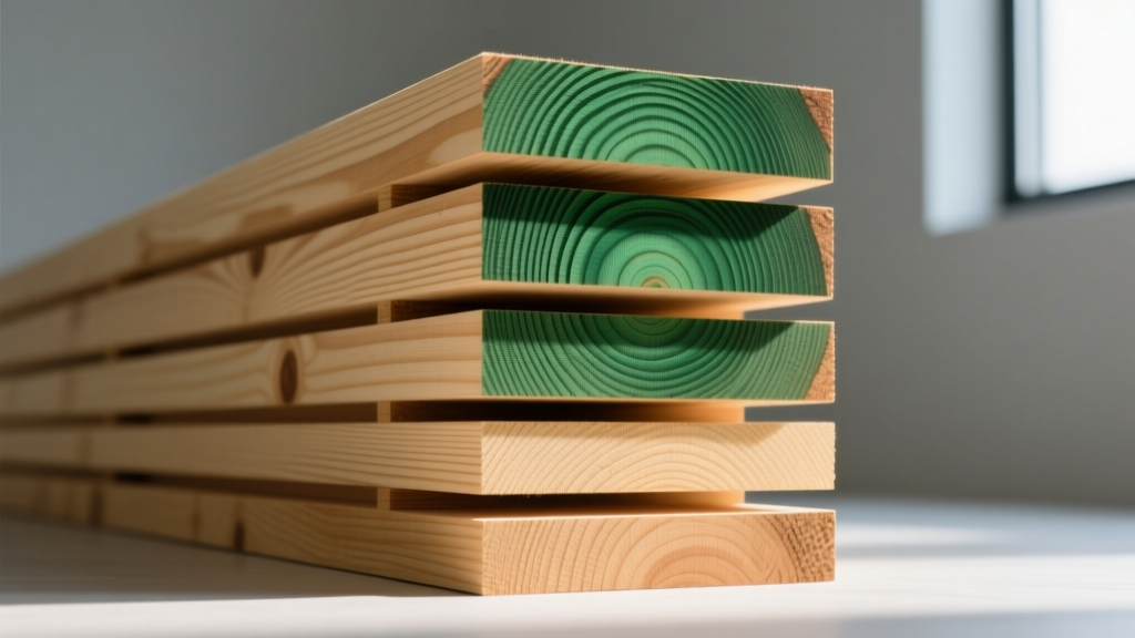 Stacked pressure-treated southern yellow pine lumber revealing deep green copper azole penetration into the outer sapwood rings.