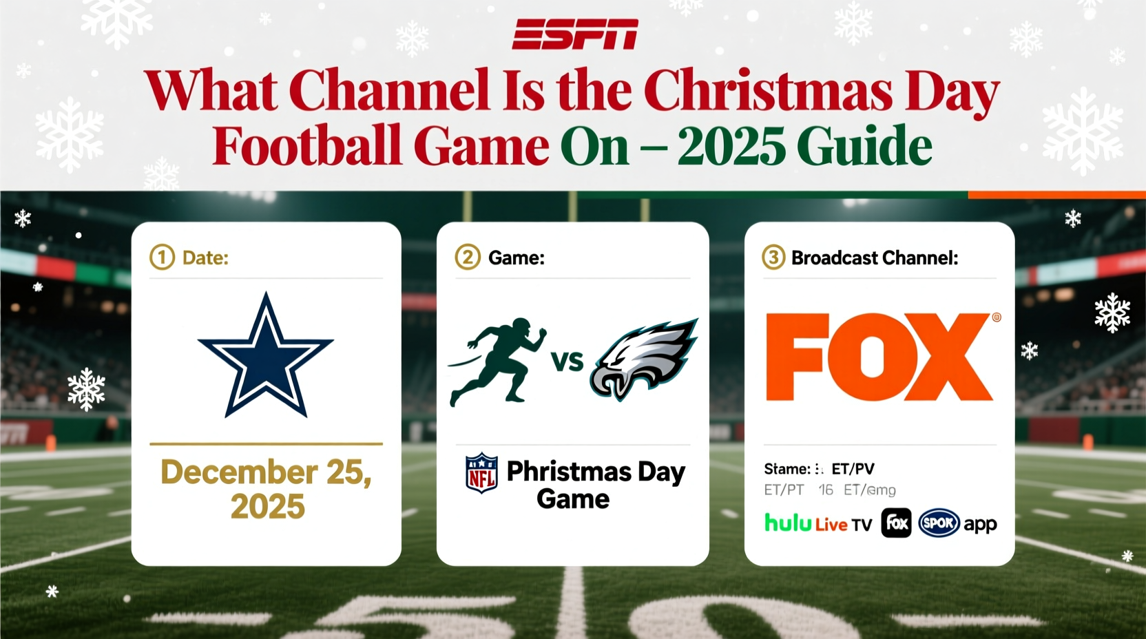 what channel is the christmas day football game on