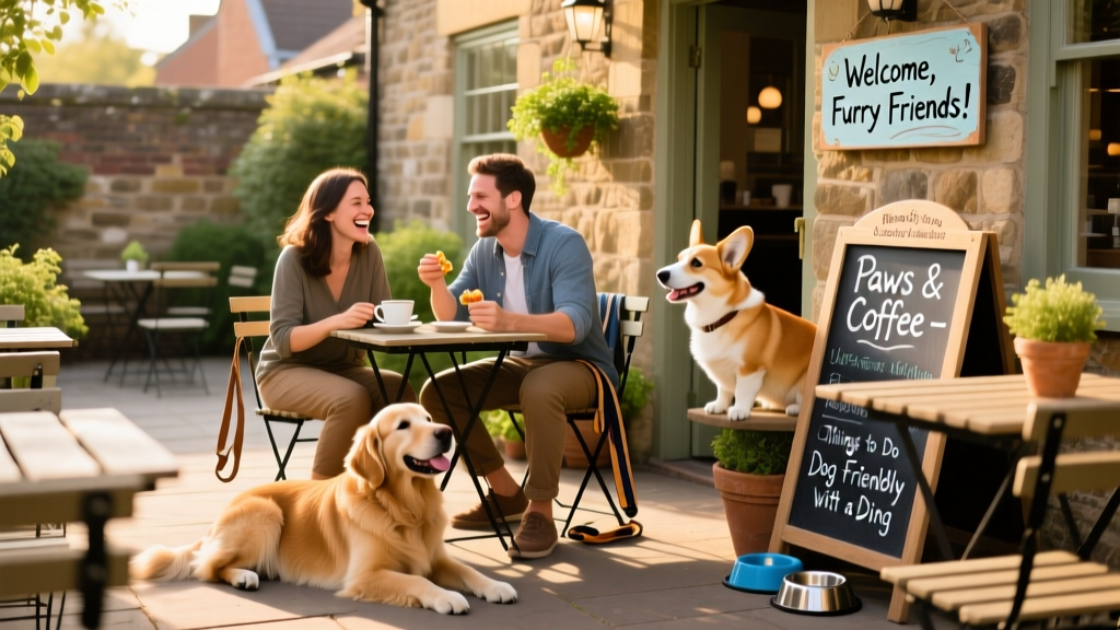 Pet parents relaxing with their dogs at a dog-friendly restaurant patio in Salisbury.